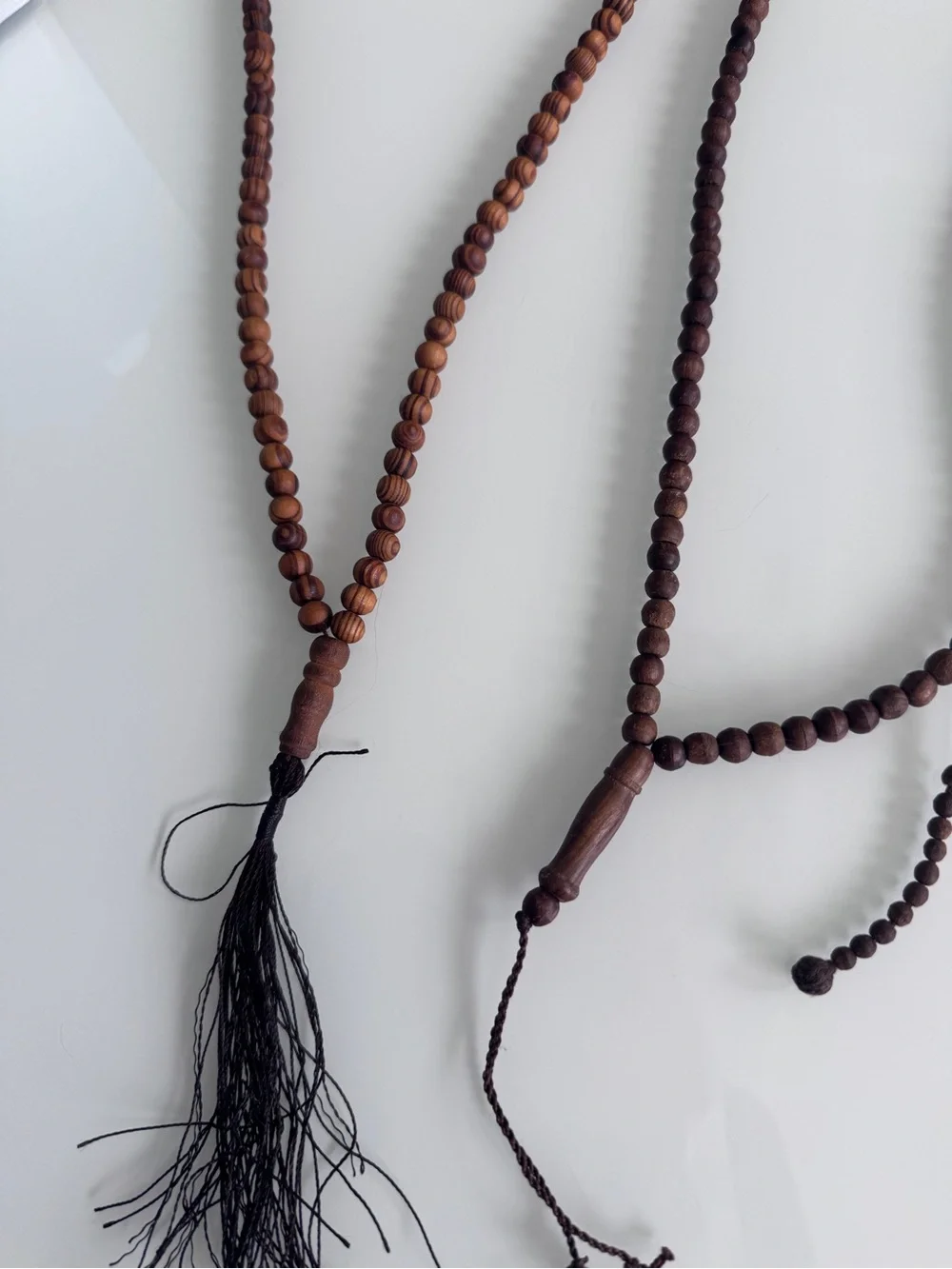 Brown wooden beaded rosary/necklace with tassel - for men/women